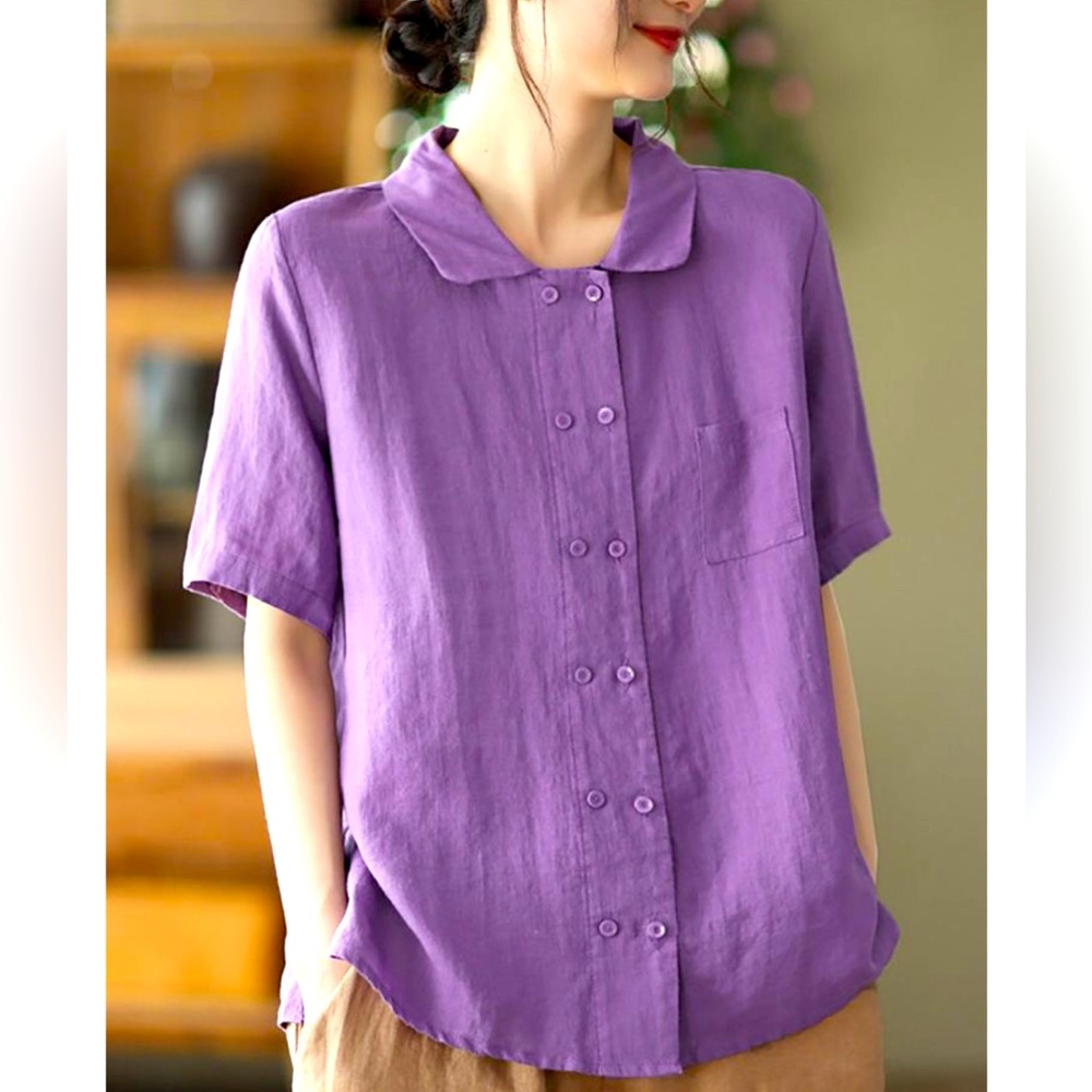 Women's Purple Button-Up Blouse